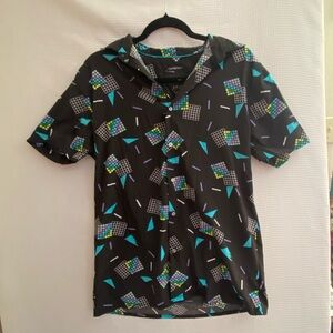 Croft & Barrow Black Shirt with Geometric Patterns